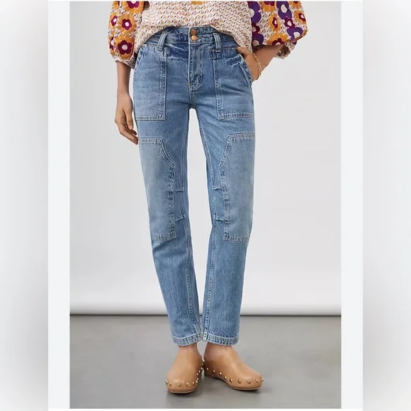 Anthropology Pilcro The Wanderer Relaxed Jeans Blue Denim Boho Straight 27 - Picture 1 of 16